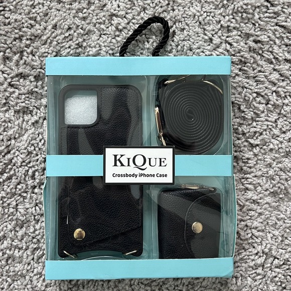 KIQUE Crossbody Phone Case and Wallet for iPhone 11 Pro Faux Black Leather - Picture 7 of 9